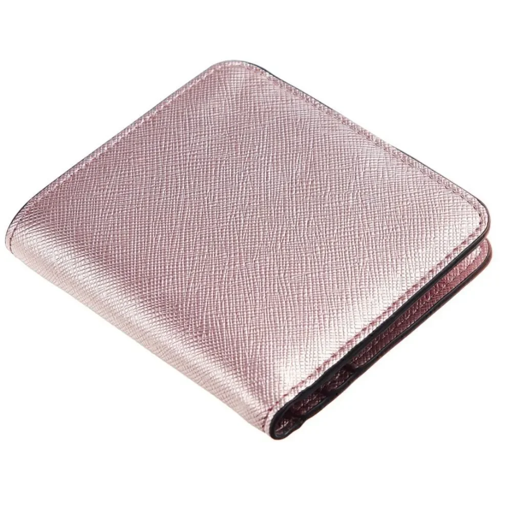 Shimmer Pink Leather Compact Wallet